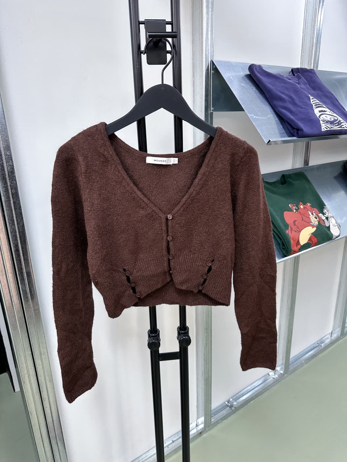 moussy brown crop cardigan 상품이미지1