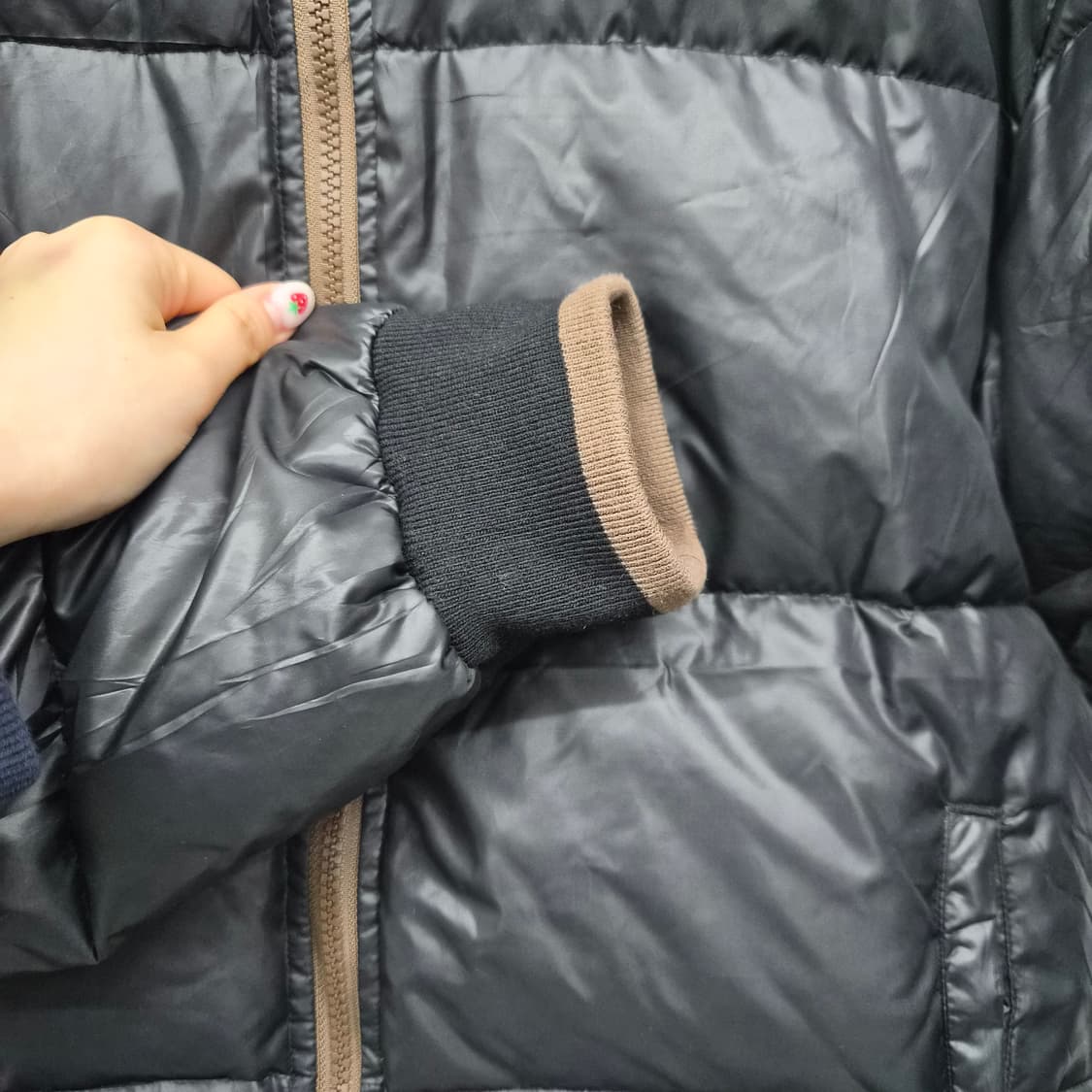 빔즈 블랙 브라운 리버시블 패딩 점퍼 여성 M 상품이미지7