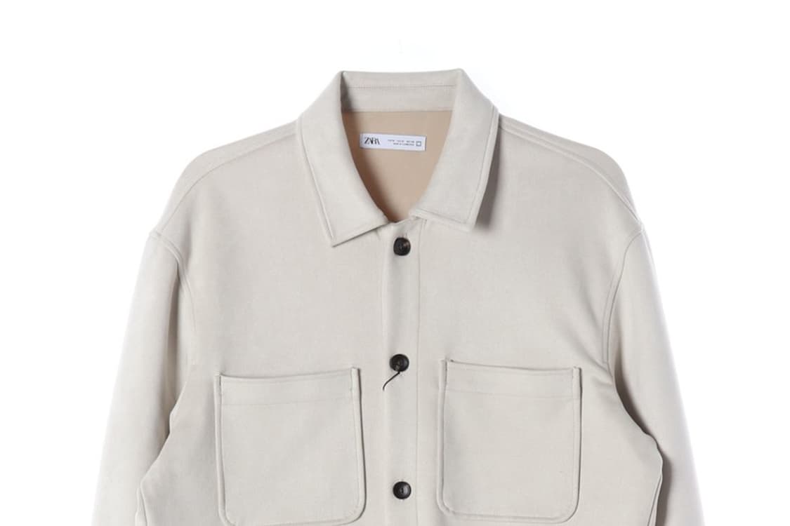 ZARA 릴렉스핏 페이크 스웨이드 셔츠 자켓 베이지 M 상품이미지3