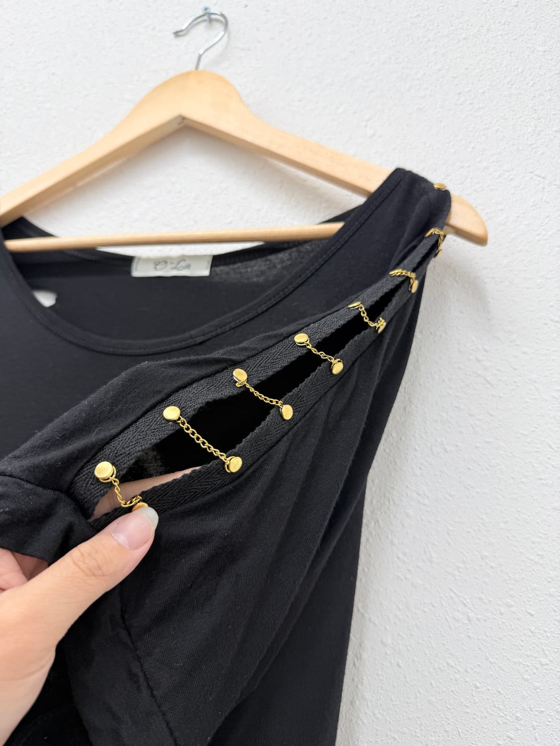 빈티지 블랙 펑크 디테일 반팔티 상품이미지3