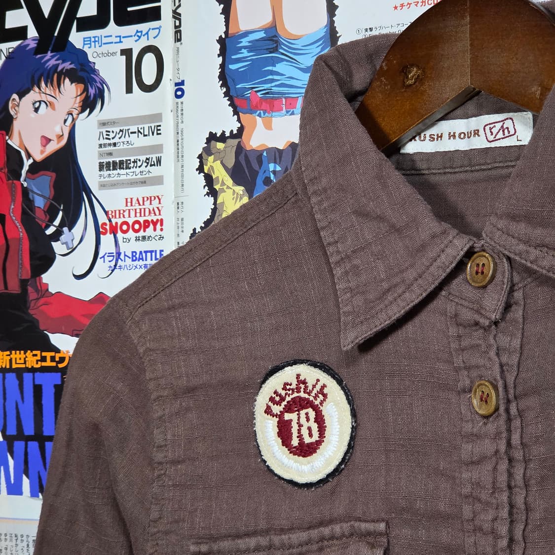 JPN 러시아워 브라운 패치 프린팅 셔츠 상품이미지2