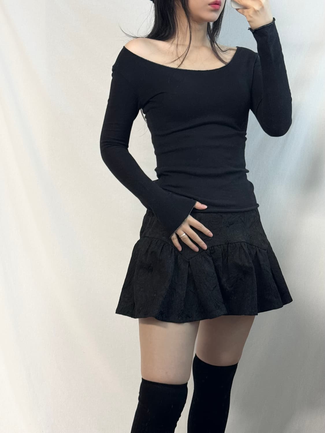 플로럴 니트 글리터 레이어드 원피스 2pcs 상품이미지4