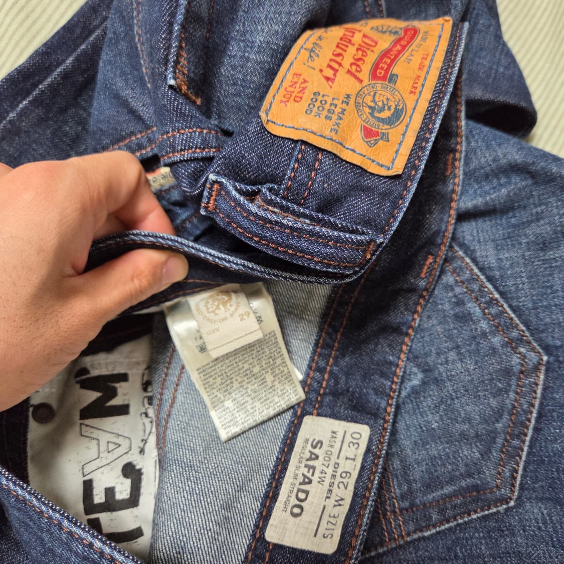 디젤 diesel 사파도 0074w워싱 슬림 진 워시드 청바지 진청 29 상품이미지4