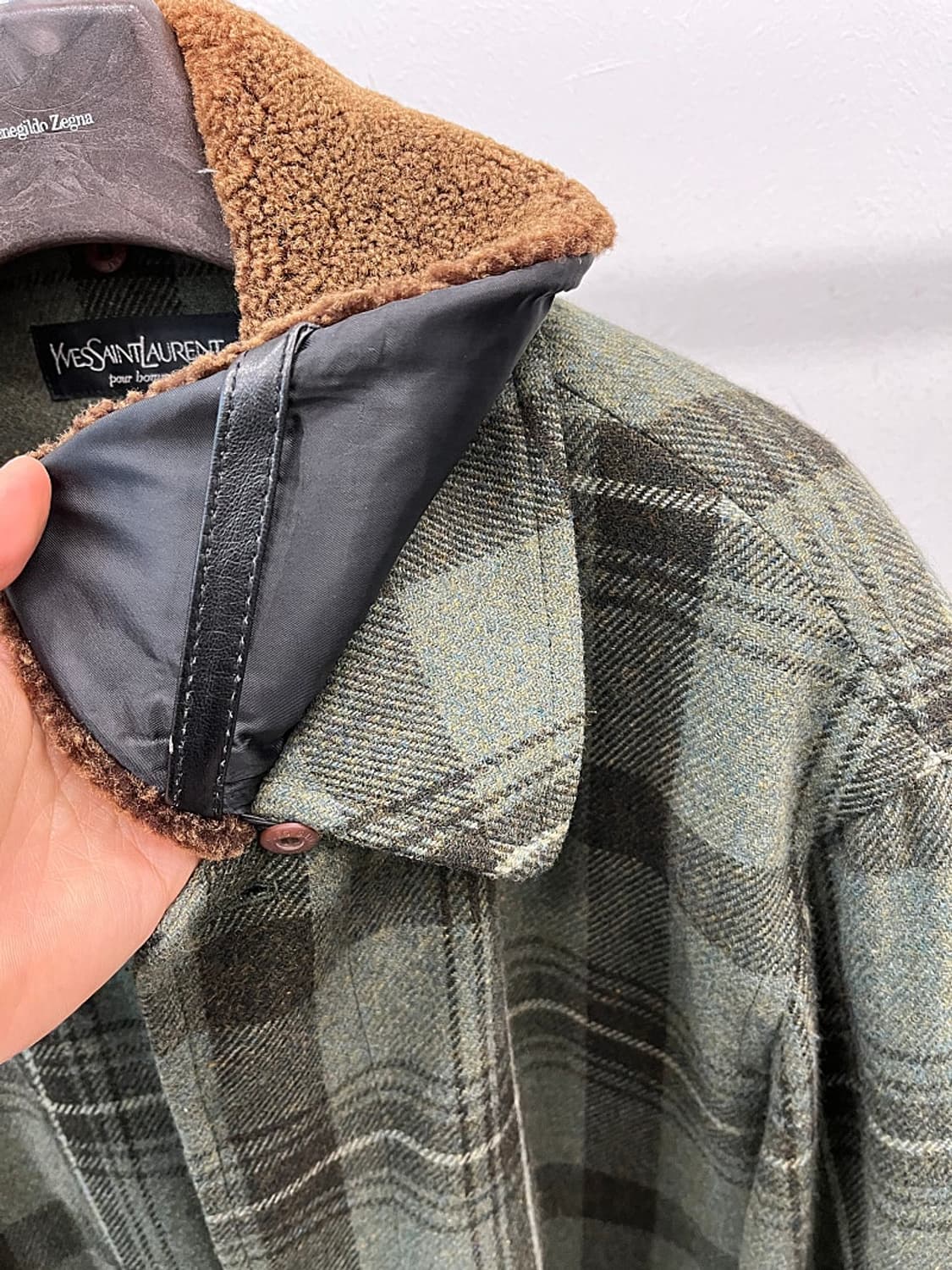 110) 입생로랑 시어링 체크 울코트  상품이미지6