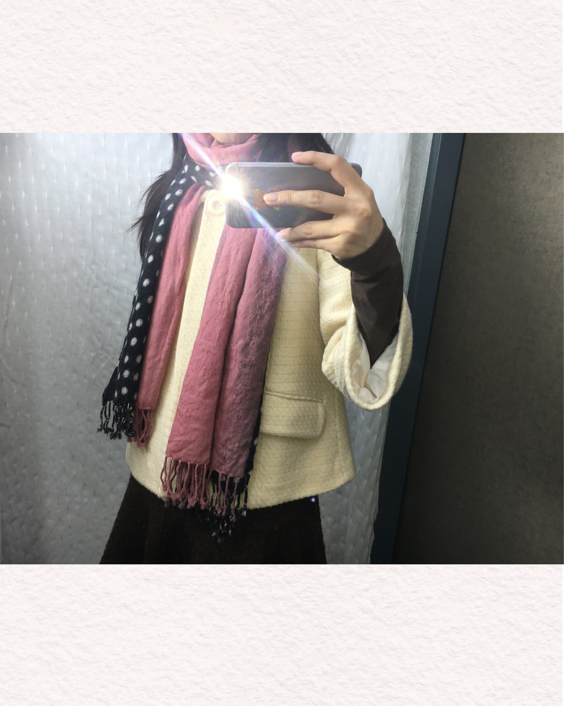 핑크 도트 포인트 울 머플러 상품이미지4