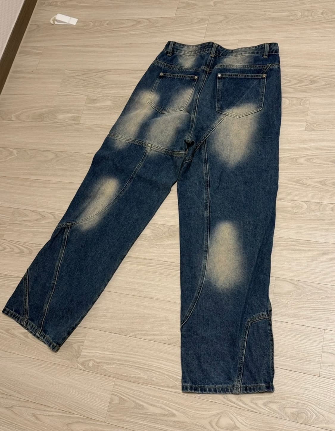 트래블 절개 워싱 데넴 팬츠 인디고 블루 상품이미지3