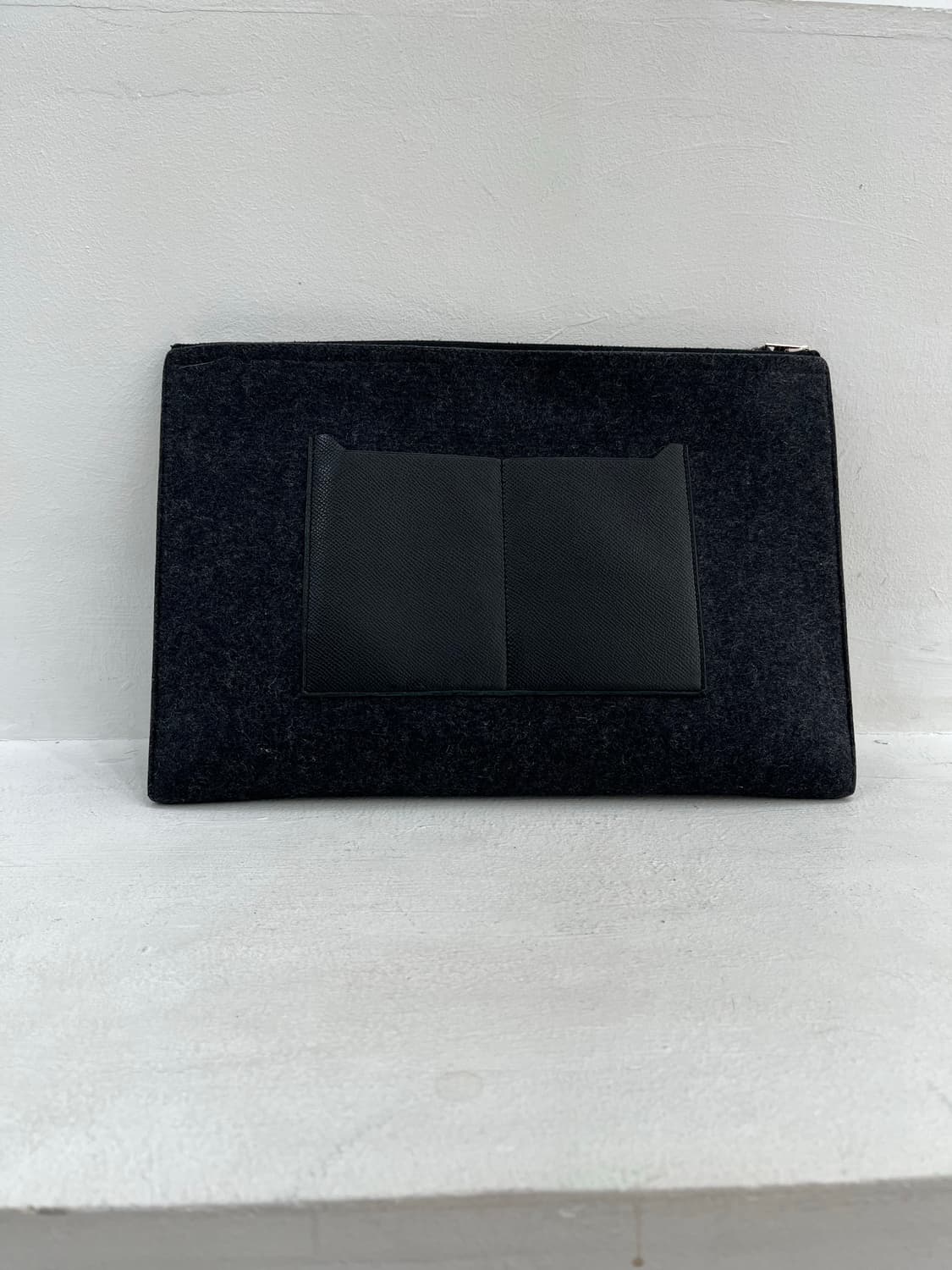 에르메스 블랙 펠트 가죽 클러치 파우치 상품이미지2