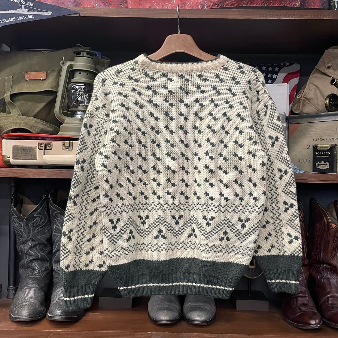 90s 캐나다 툰드라 헤비 울 순록 패턴 크롭 니트 스웨터 N206 상품이미지2