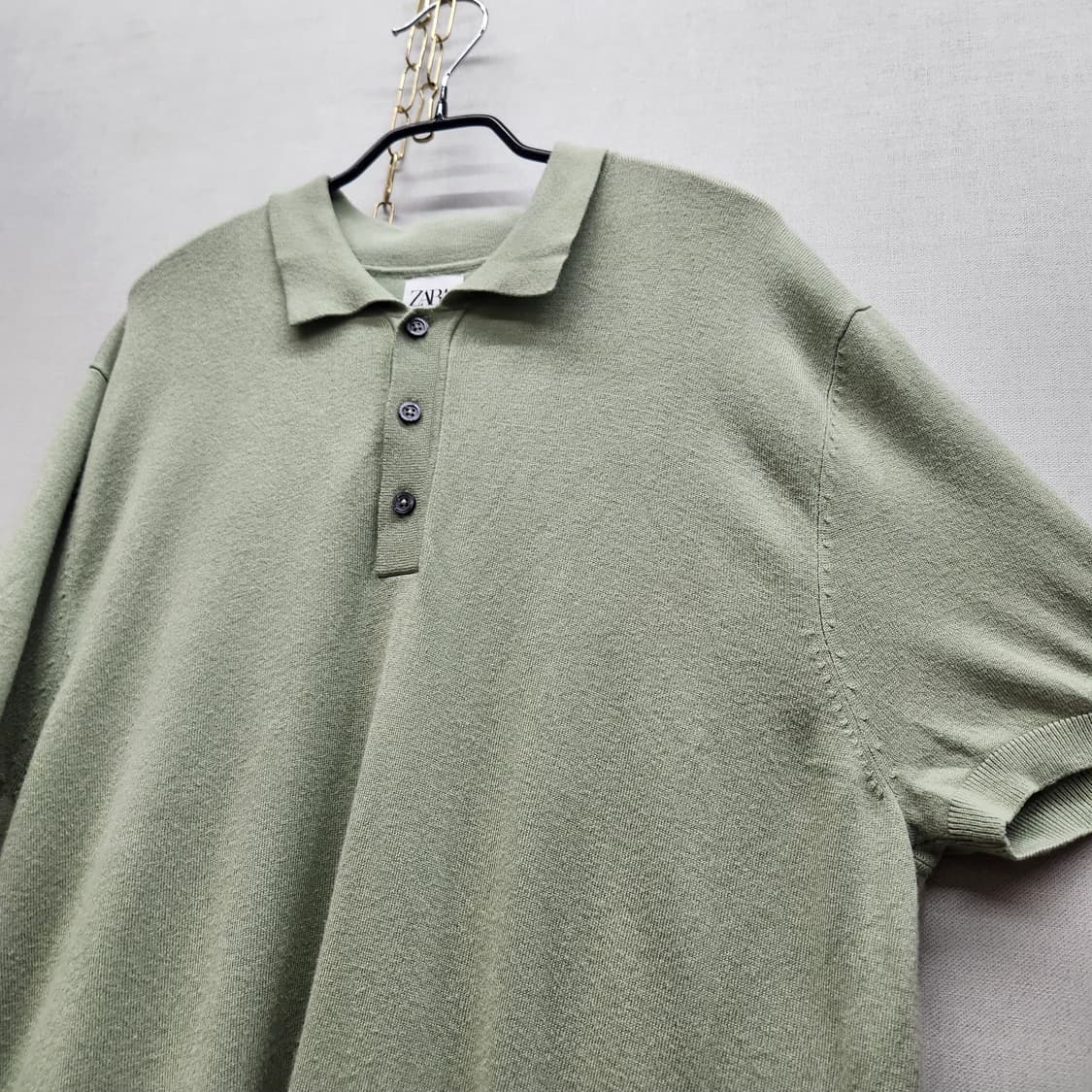 자라 ZARA 올리브 그린 비스코스 니트 반팔XL(L~XL) 상품이미지3