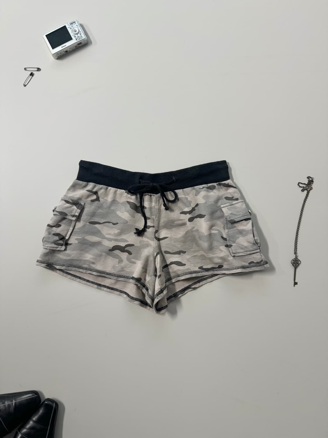 카고 포켓 카모 패턴 밴딩 쇼츠 상품이미지1