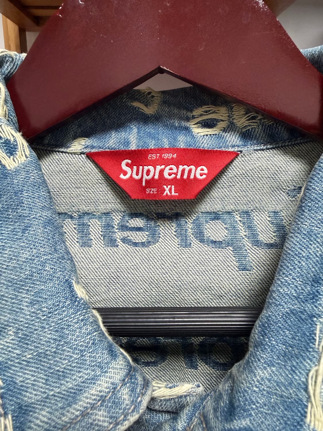 슈프림 프레이드 로고 데님 트러커 자켓 XL 상품이미지3