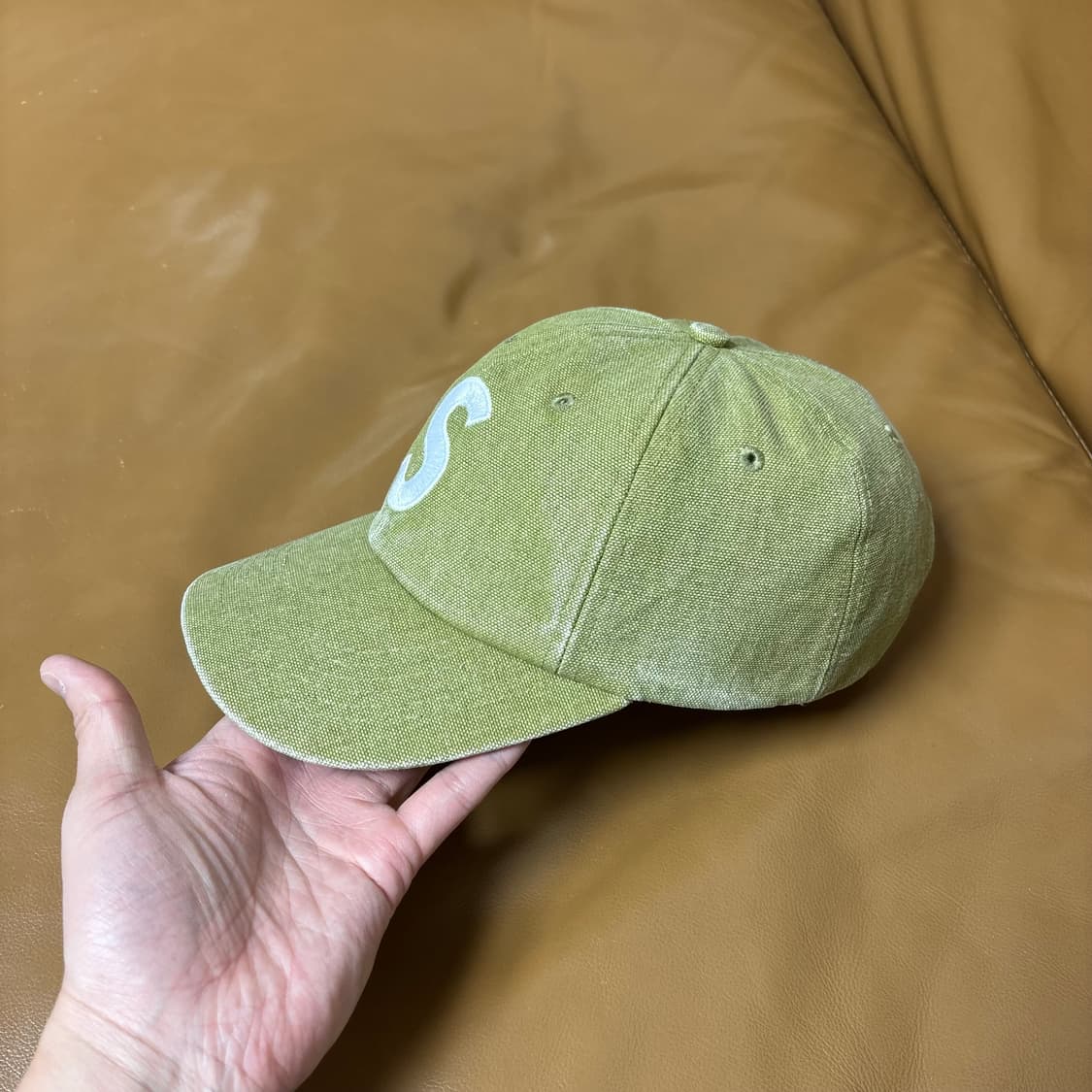 슈프림 S로고 볼캡 모자 피그먼트 워시드 탄 상품이미지4