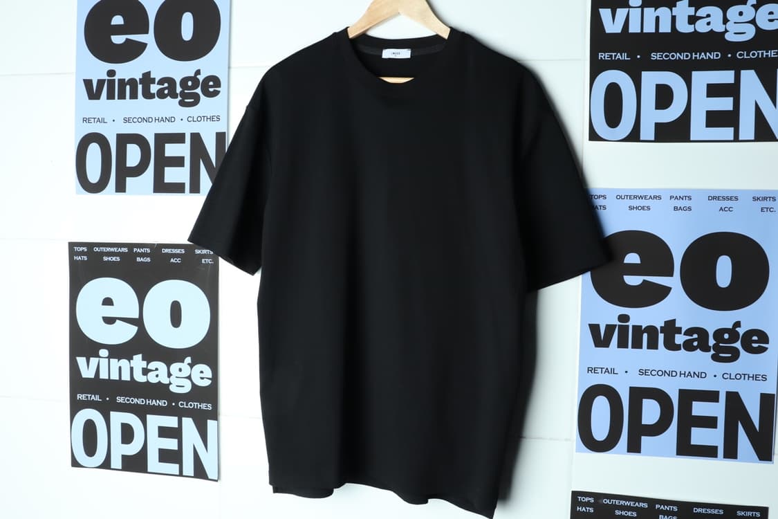 (XL-2XL) 엘무드 반팔 티셔츠 무지 박시 블랙-7AFE 상품이미지2