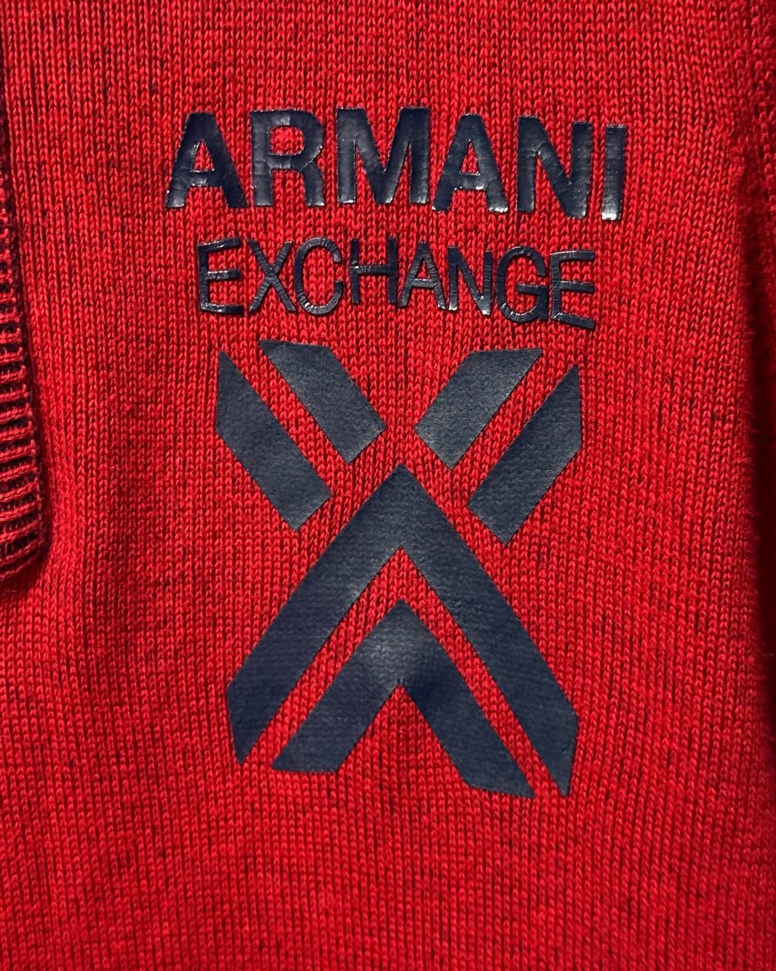아르마니 익스체인지 알마니 레드 빨강 후드 반집업 골지 니트 고스 펑크 상품이미지6