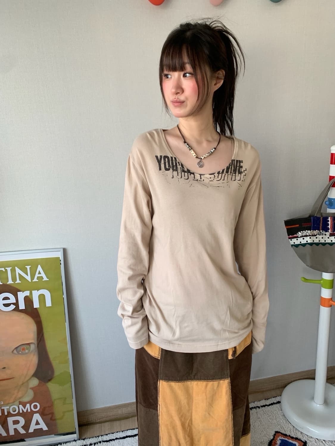 wide neck cotton top 상품이미지2