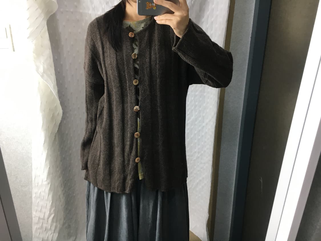 브라운 울 니트 가디건 상품이미지2