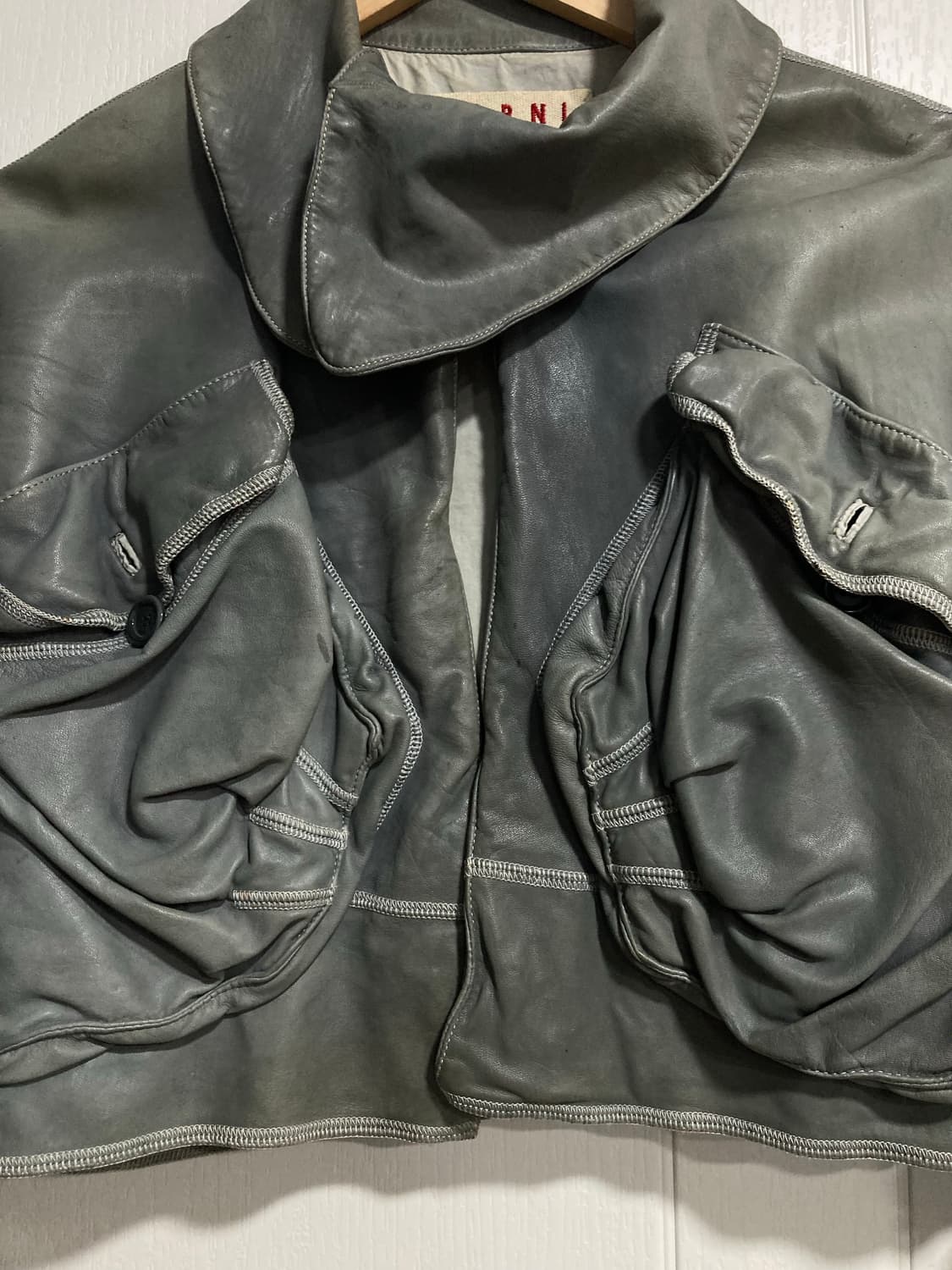 2000s 마르니 가스마스크 크롭 가죽 자켓 상품이미지3