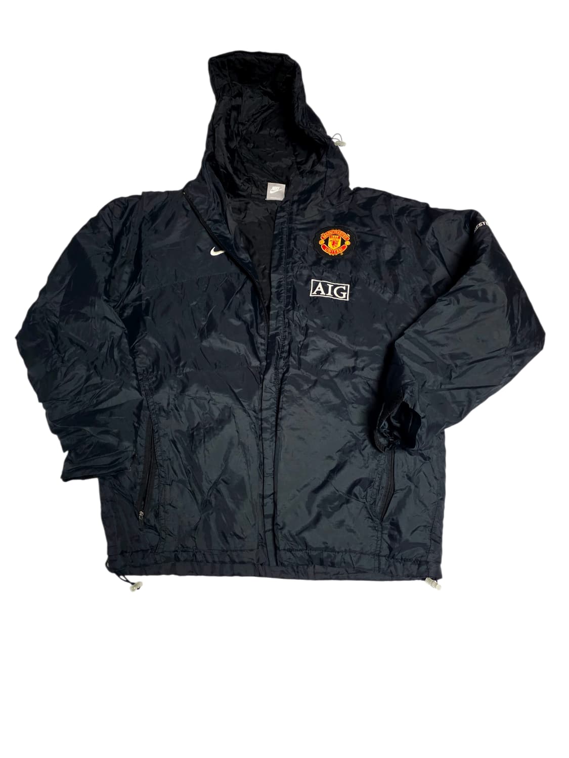 [나이키] 블록코어 근본 맨유 AIG 스폰서 올블랙 후드 바람막이 실측L 상품이미지1