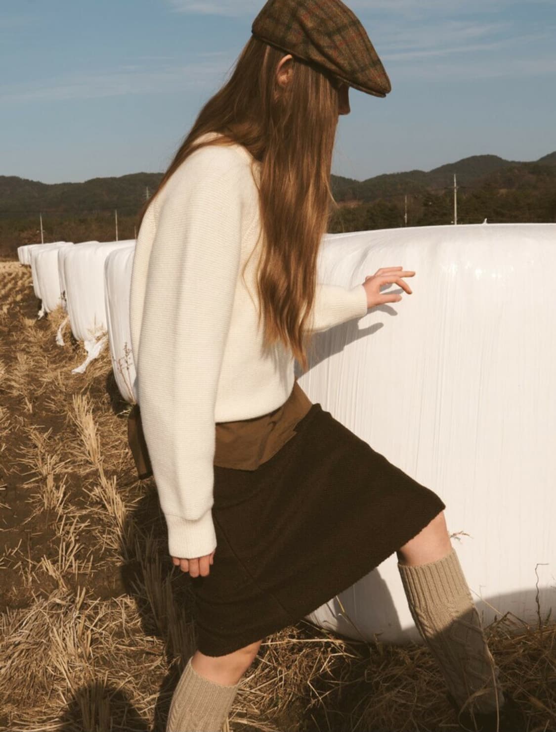 [새상품]낫띵리튼 Allie 펜슬 스커트 다크브라운 상품이미지1