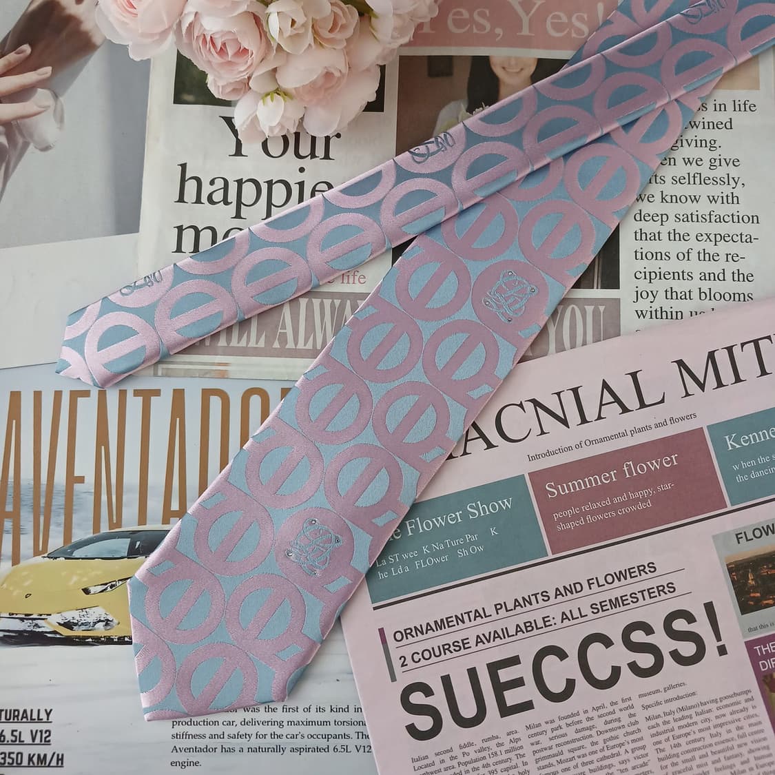 루이까또즈 실크 핑크 모노그램 넥타이 8.2cm A+등급 A19231
 상품이미지2