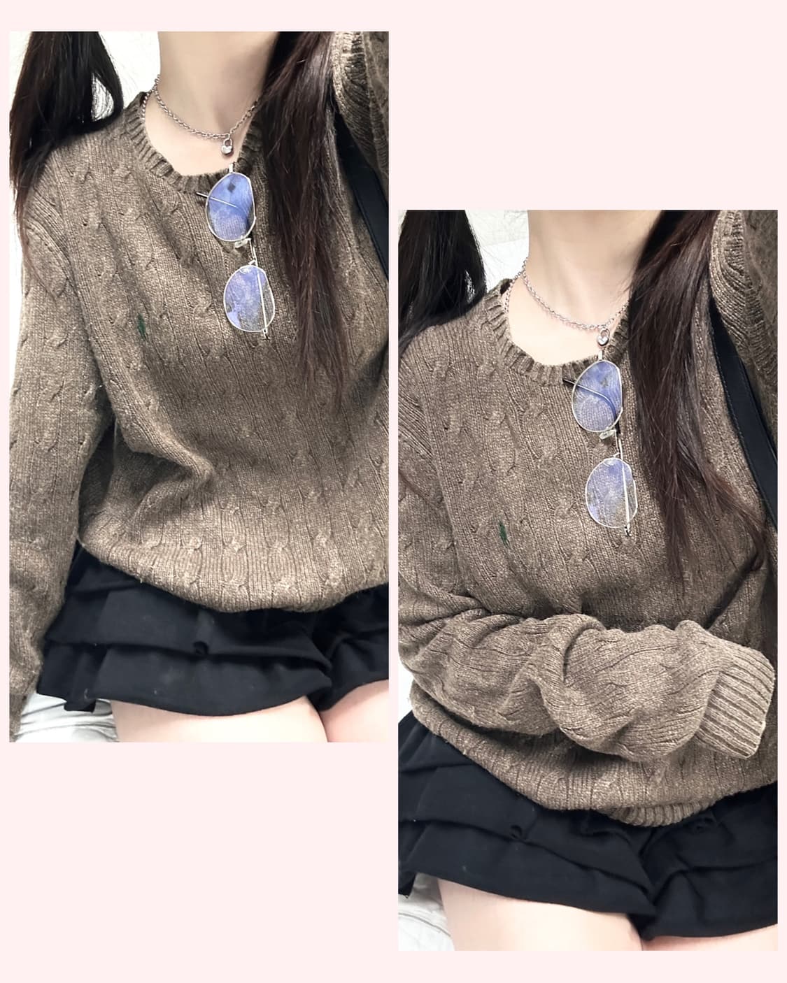 폴로 실크 브라운 케이블 니트 상품이미지1