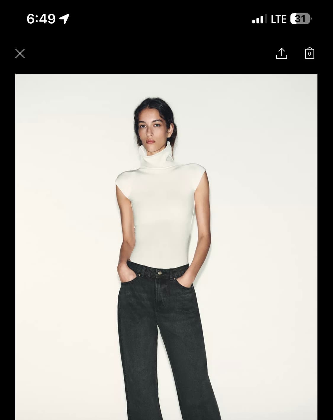 자라 면 하이넥 바디수트 캡소매 상품이미지3