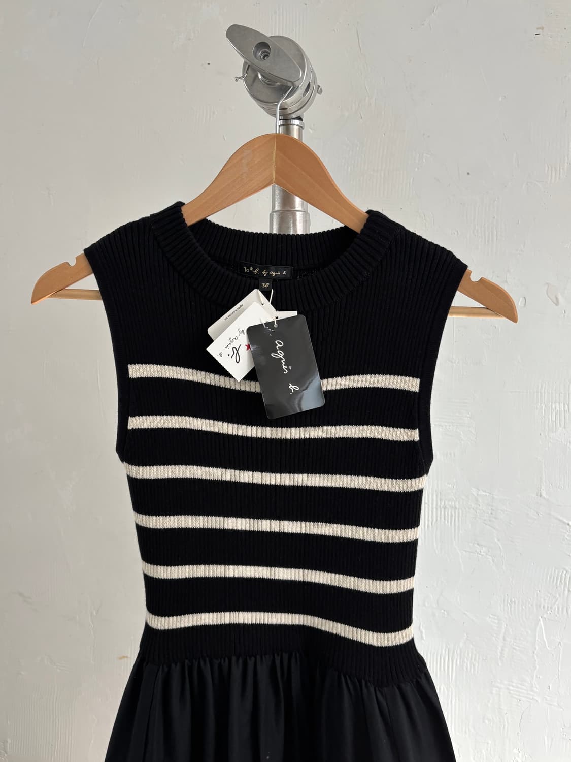 [새상품] Agnes B 아네스베 블랙 화이트 스트라이프 원피스 상품이미지4