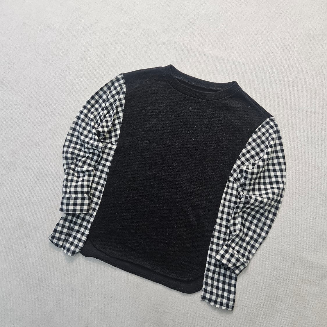 90 YESSE 여성 체크소매 긴팔티 0403Y 상품이미지1