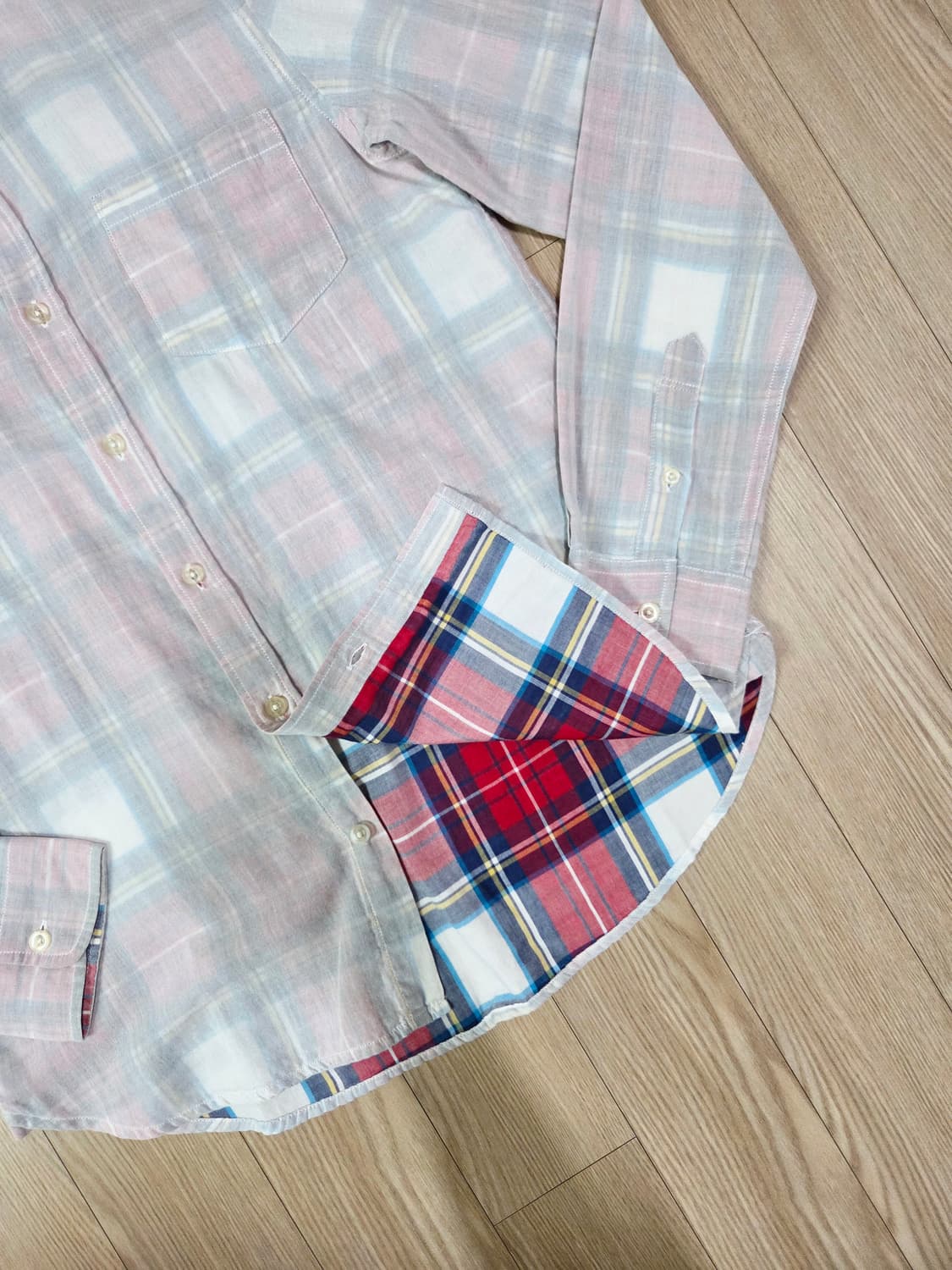 빔즈 레드 체크 백 사이드 원단 캐쥬얼 셔츠 상품이미지4