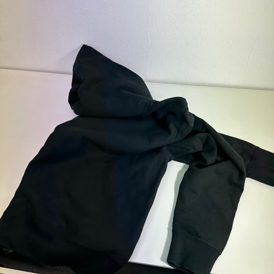 S 아크네스튜디오 블랙 헤비코튼 무지 후드티 상품이미지5