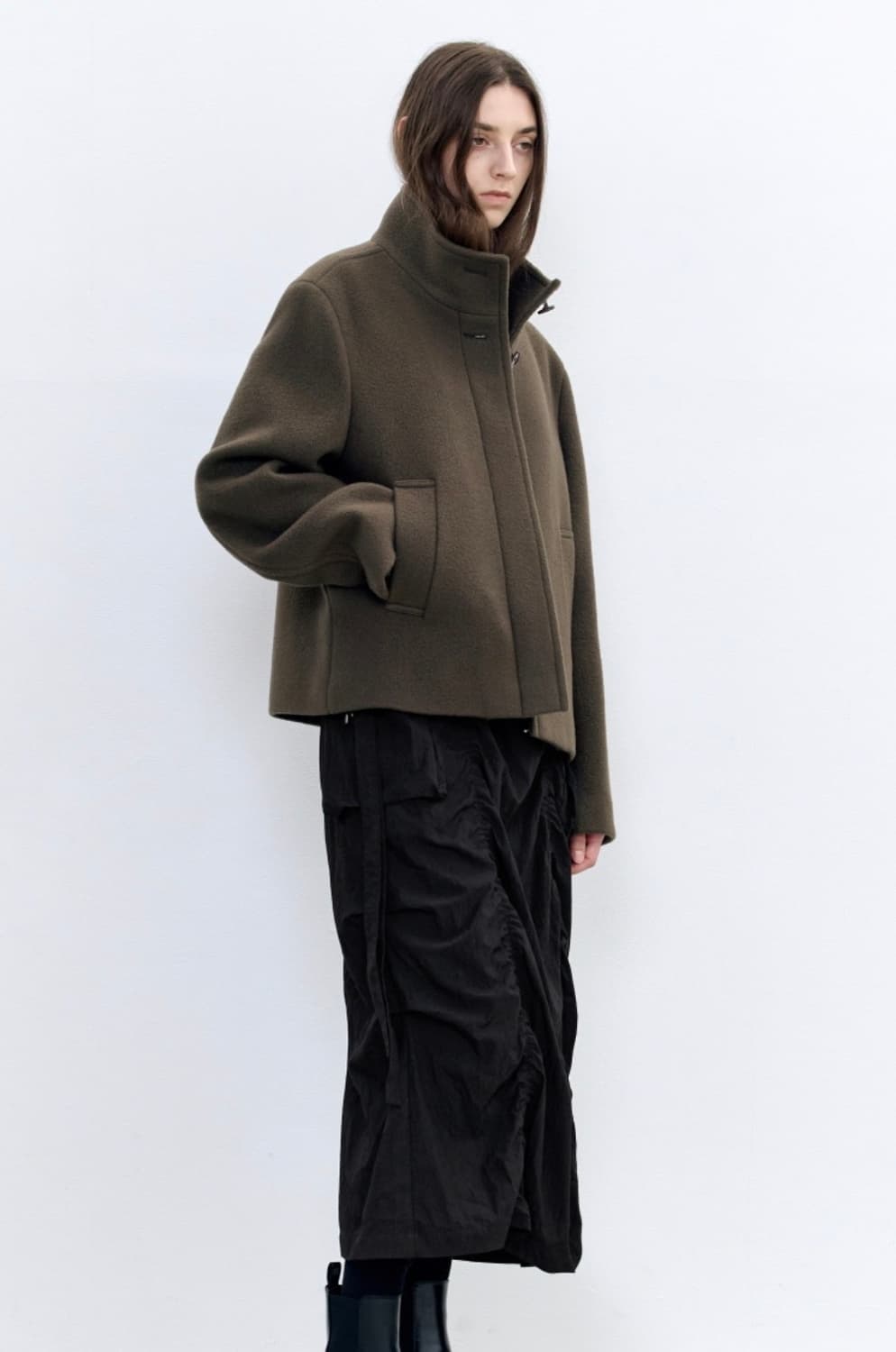 인사일런스 미니멀 쇼트 코트 (브라운) 상품이미지1