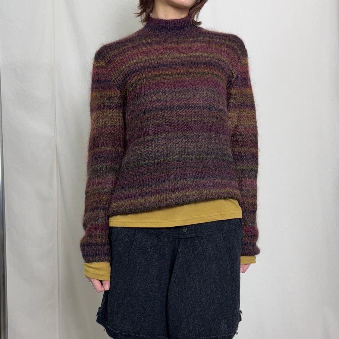 Createur 스트라이프 모크넥 니트 탑 상품이미지2