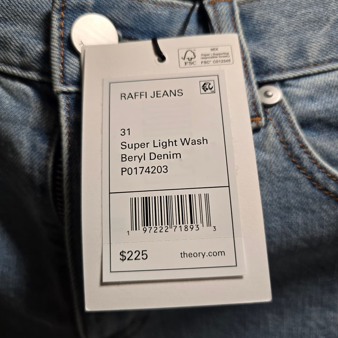 새상품]띠어리 라피(Raffi) 베릴데님 / 연청 / 31 상품이미지3