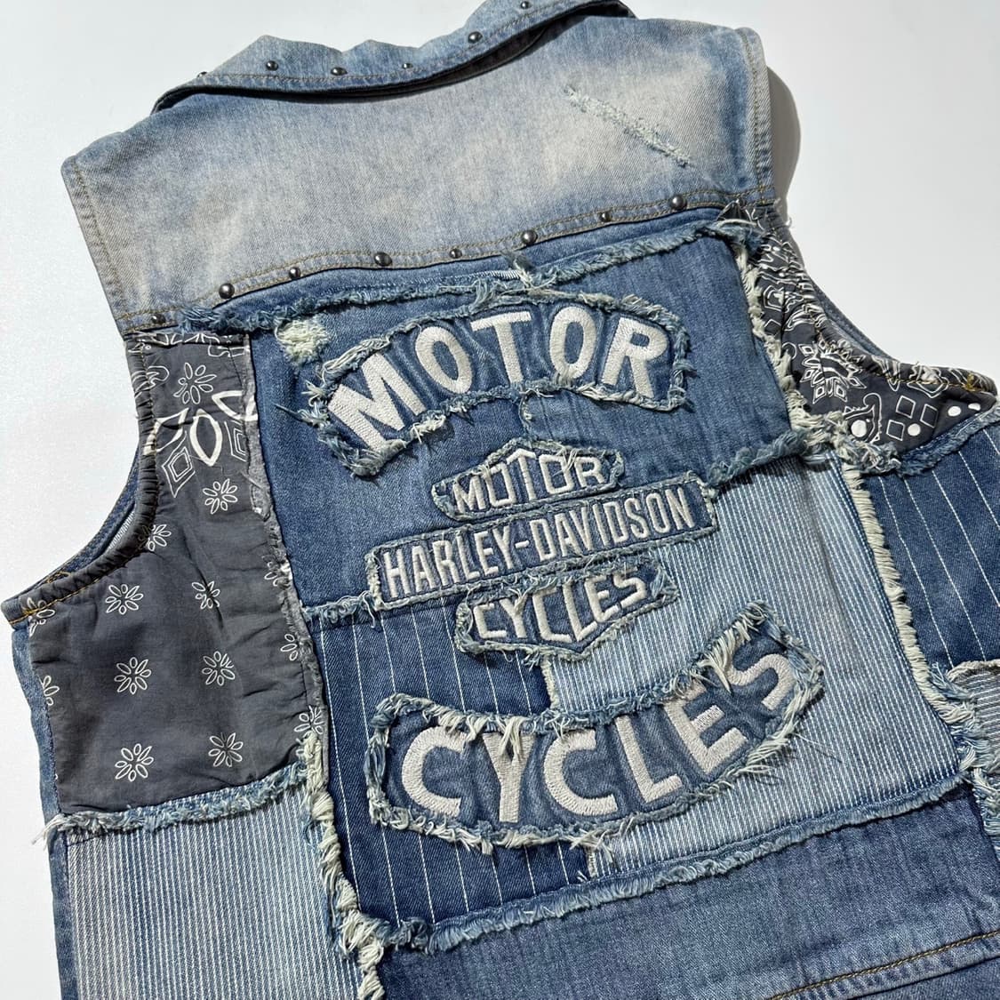 (매장판) 할리데이비슨 데님 패치워크 베스트 상품이미지3