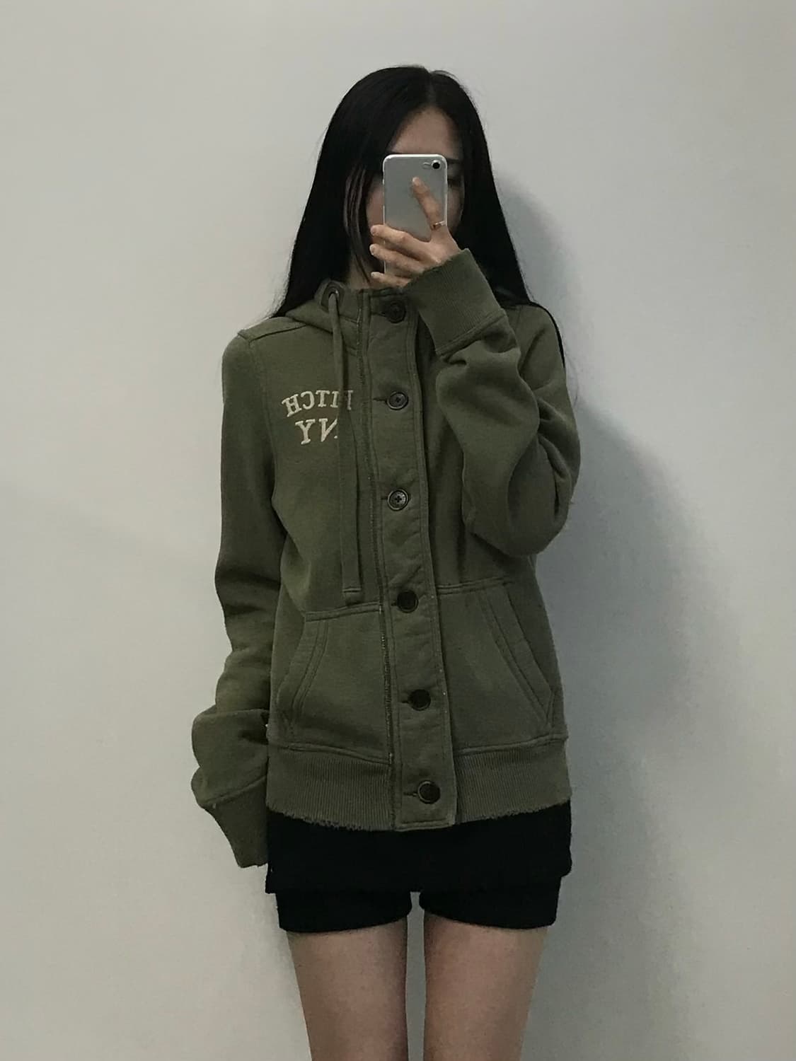 아베크롬비 y2k 와투케 카키 버튼 후드집업 상품이미지1