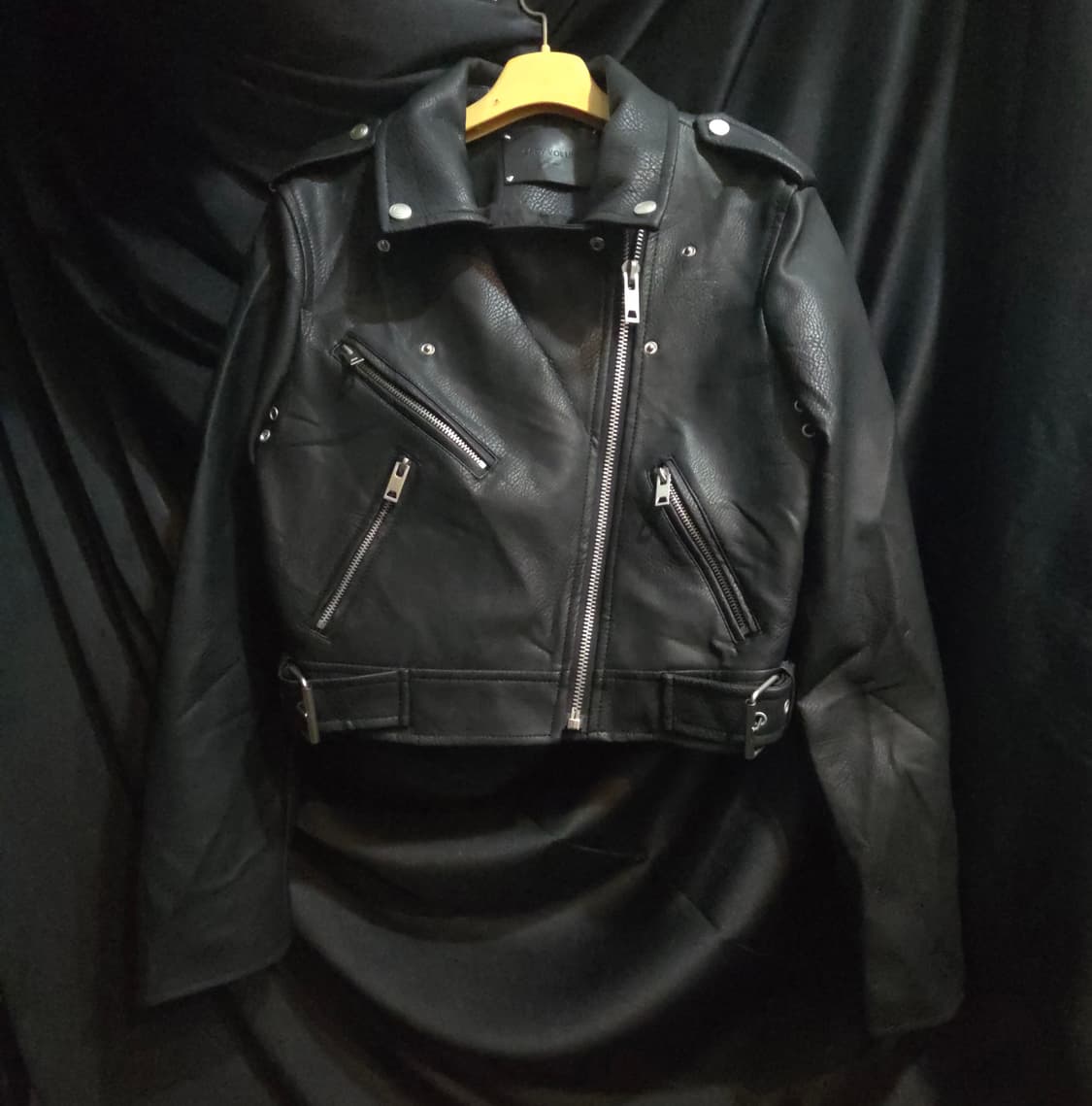 레이디볼륨 레더 라이더 자켓 블랙 상품이미지2