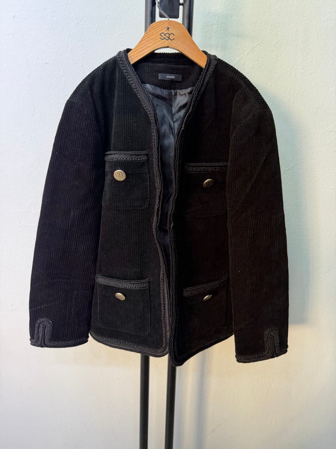 정품) 시스템 한섬 여성 블랙 코듀로이 자켓 82 상품이미지1