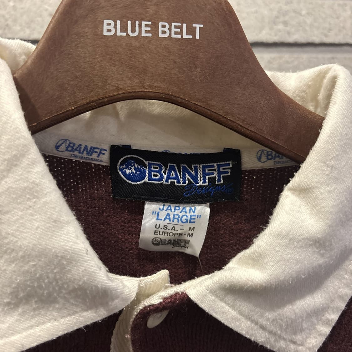 BANFF 밴프 멀티 스트라이프 카라 니트 어스톤 포켓 디테일 딥버건디 상품이미지7