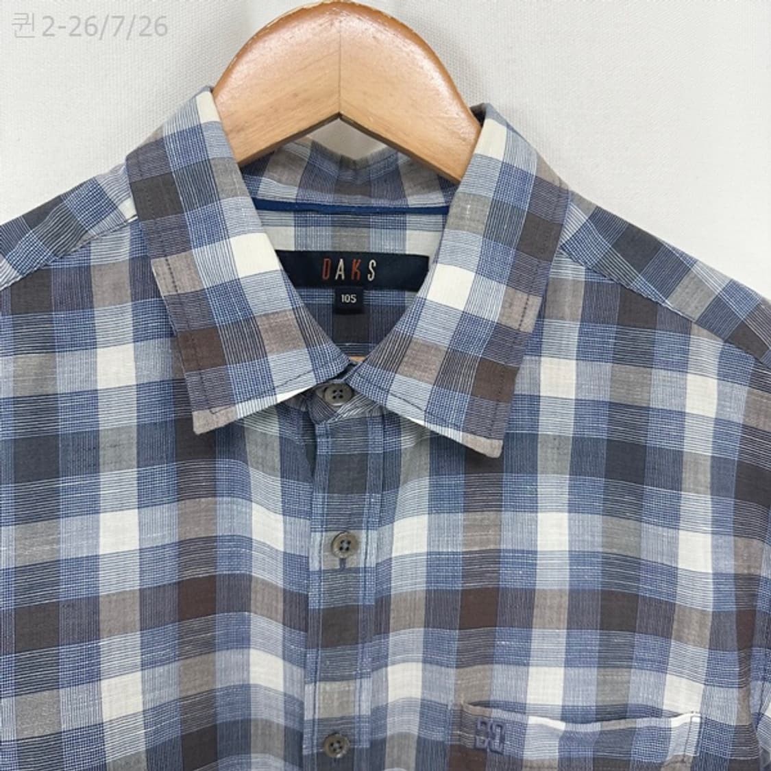 
닥스 남자 체크 반팔셔츠 남방 블루 105 상품이미지2