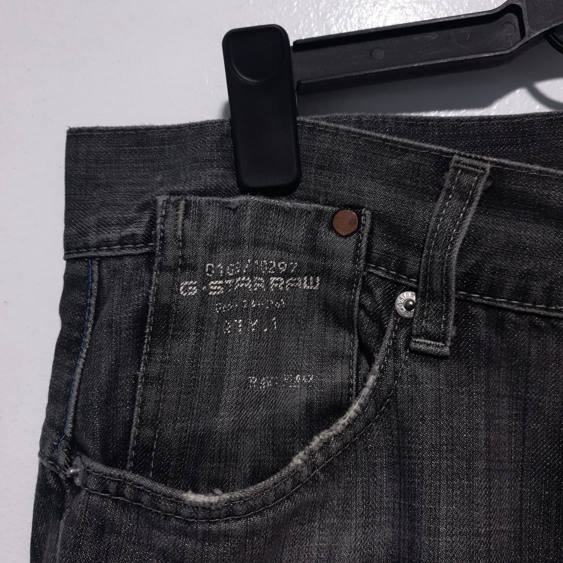 지스타로우 재팬 흑청 워싱 스트레이트 데님 팬츠 청바지 (31-32인치) 상품이미지5