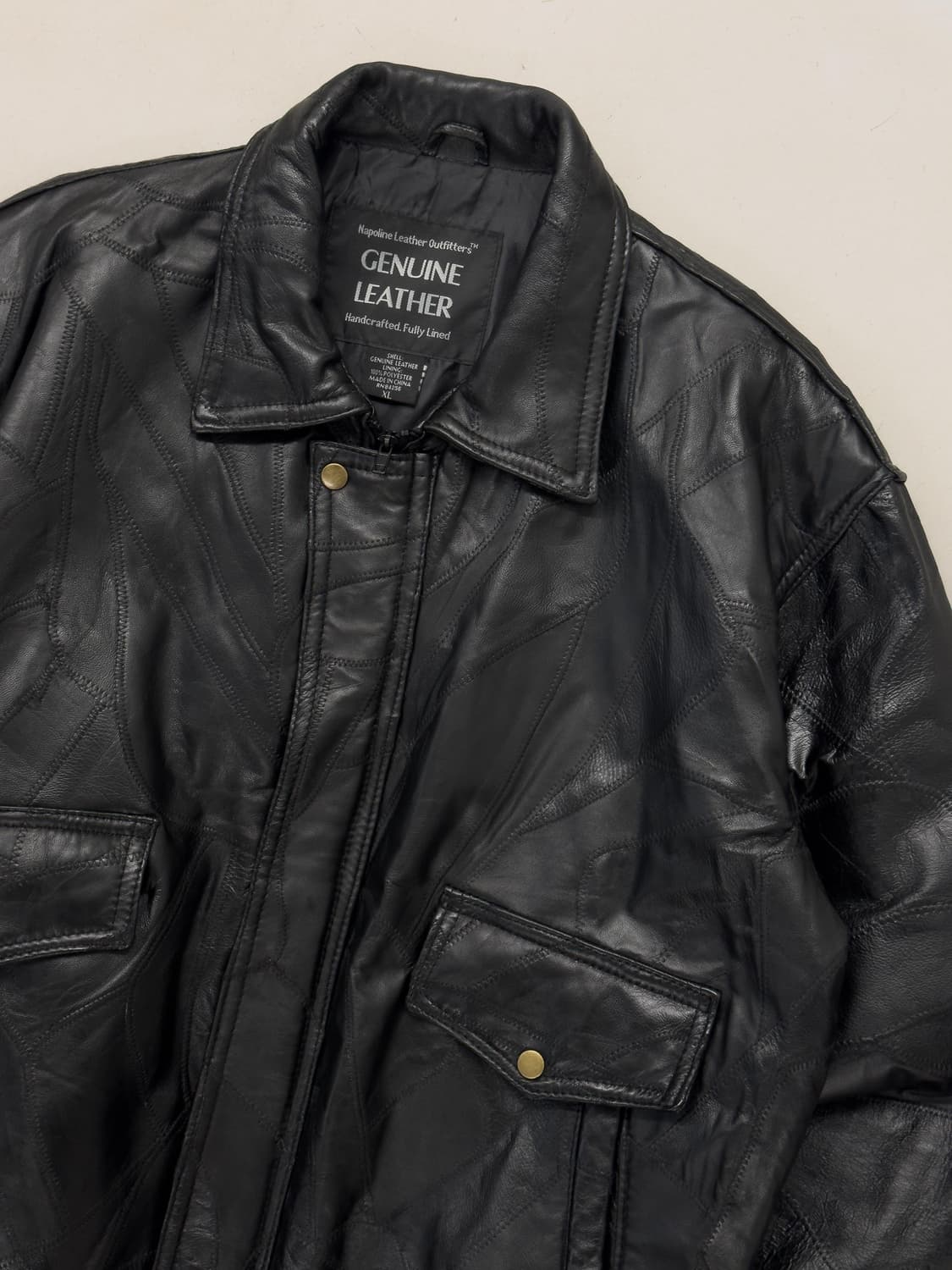 패치워크 레더 블루종 상품이미지3