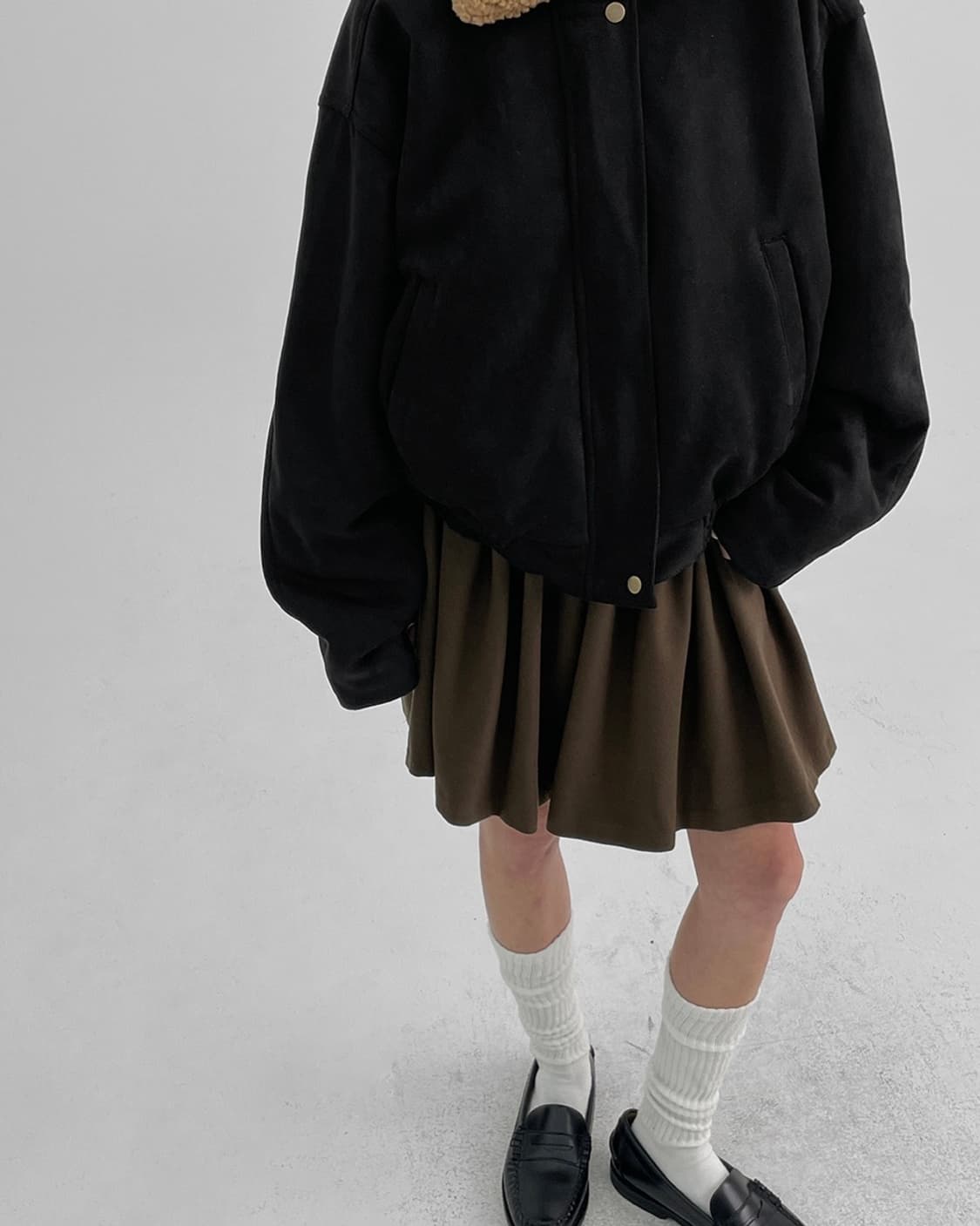 블랙업 |  브라운 플레어 미니스커트 상품이미지4