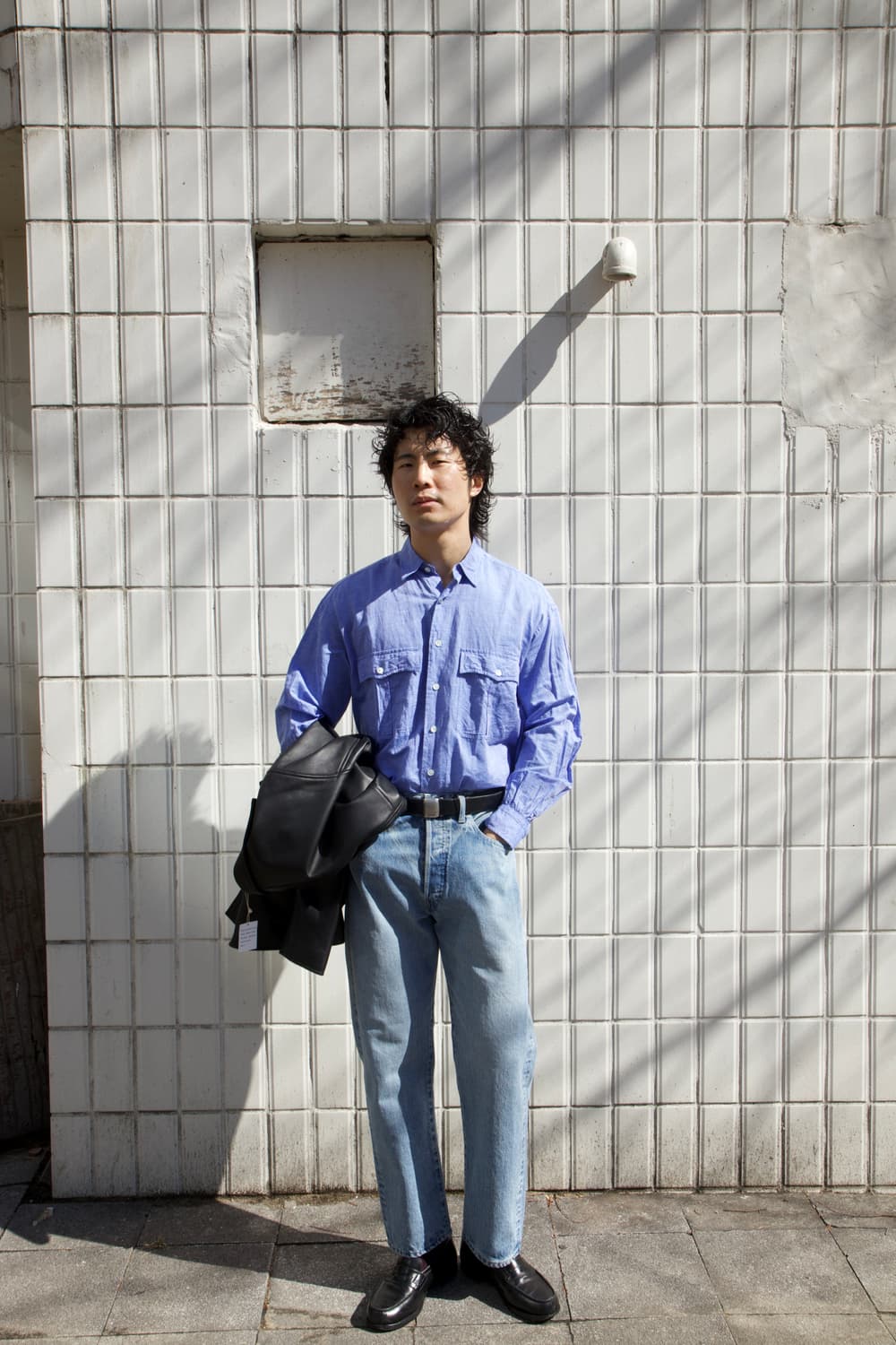 PORTER CLASSIC 롤업 C/L 셔츠 블루 상품이미지9