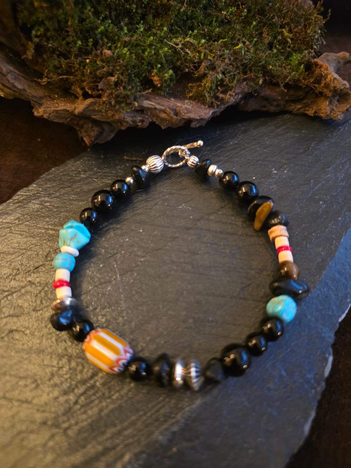 BLACK RITUAL 오닉스&티벳글라스 실버925 토글 팔찌 상품이미지4