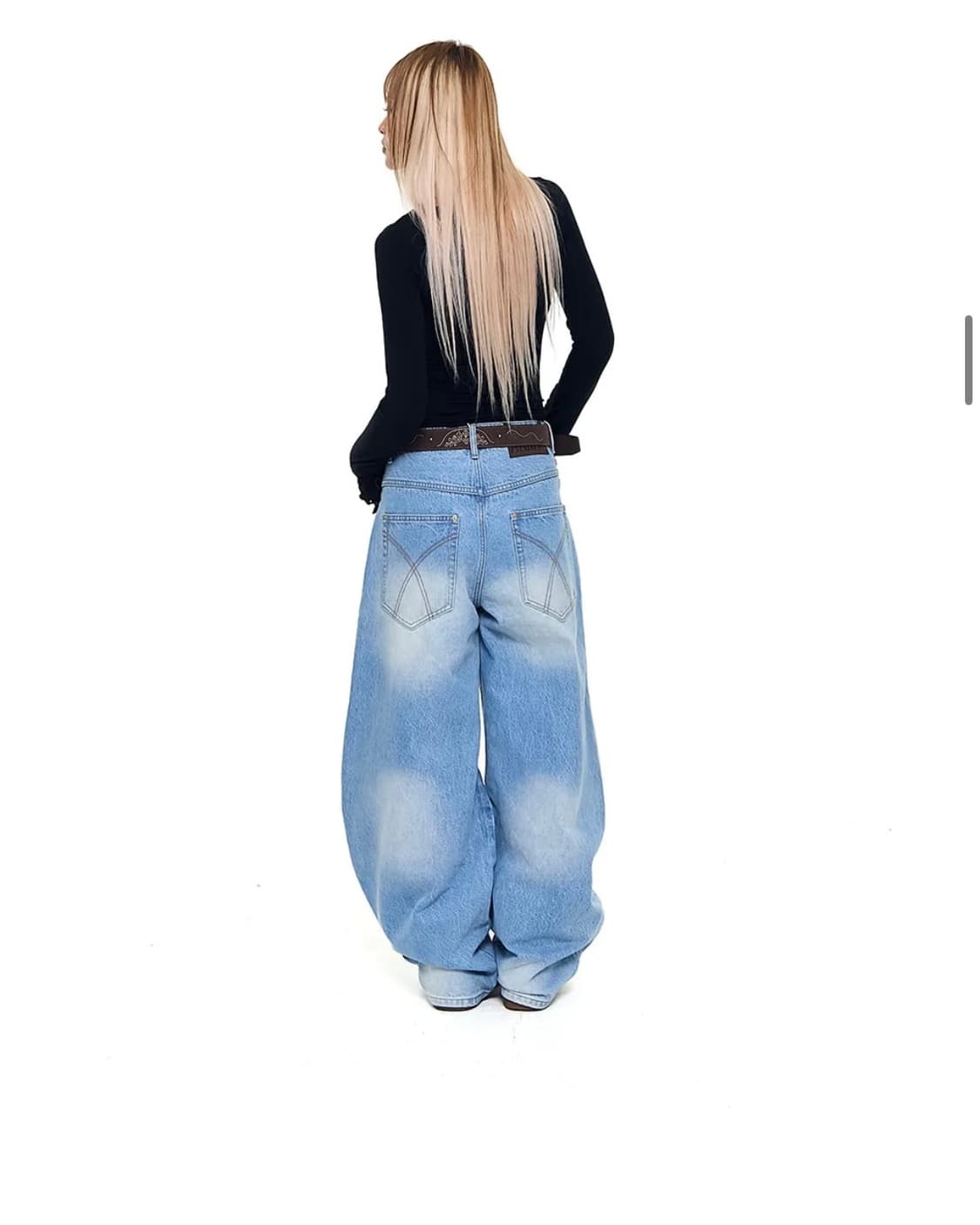 아캄 Side Rhinestone Denim Pants (Blue) 상품이미지3
