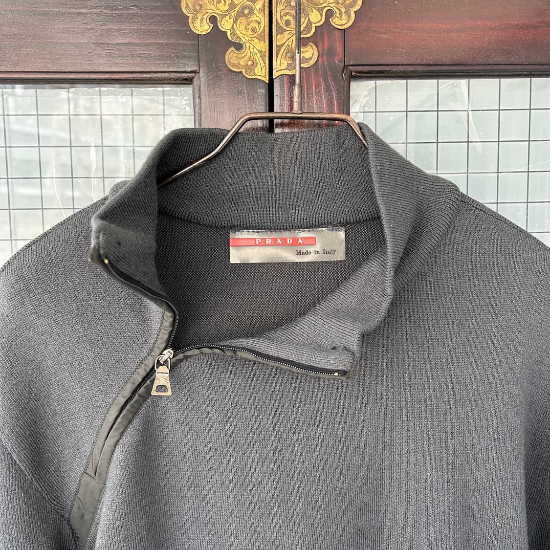 90s 프라다 스포츠 나일론 패치 니트 상품이미지5