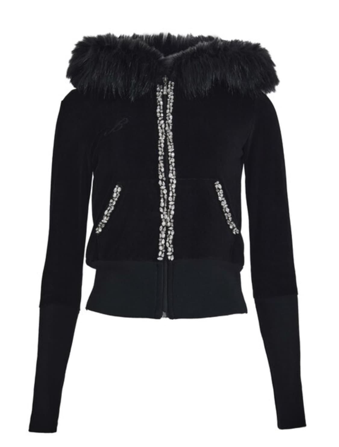 Glam fur velour hood zip up black 상품이미지2