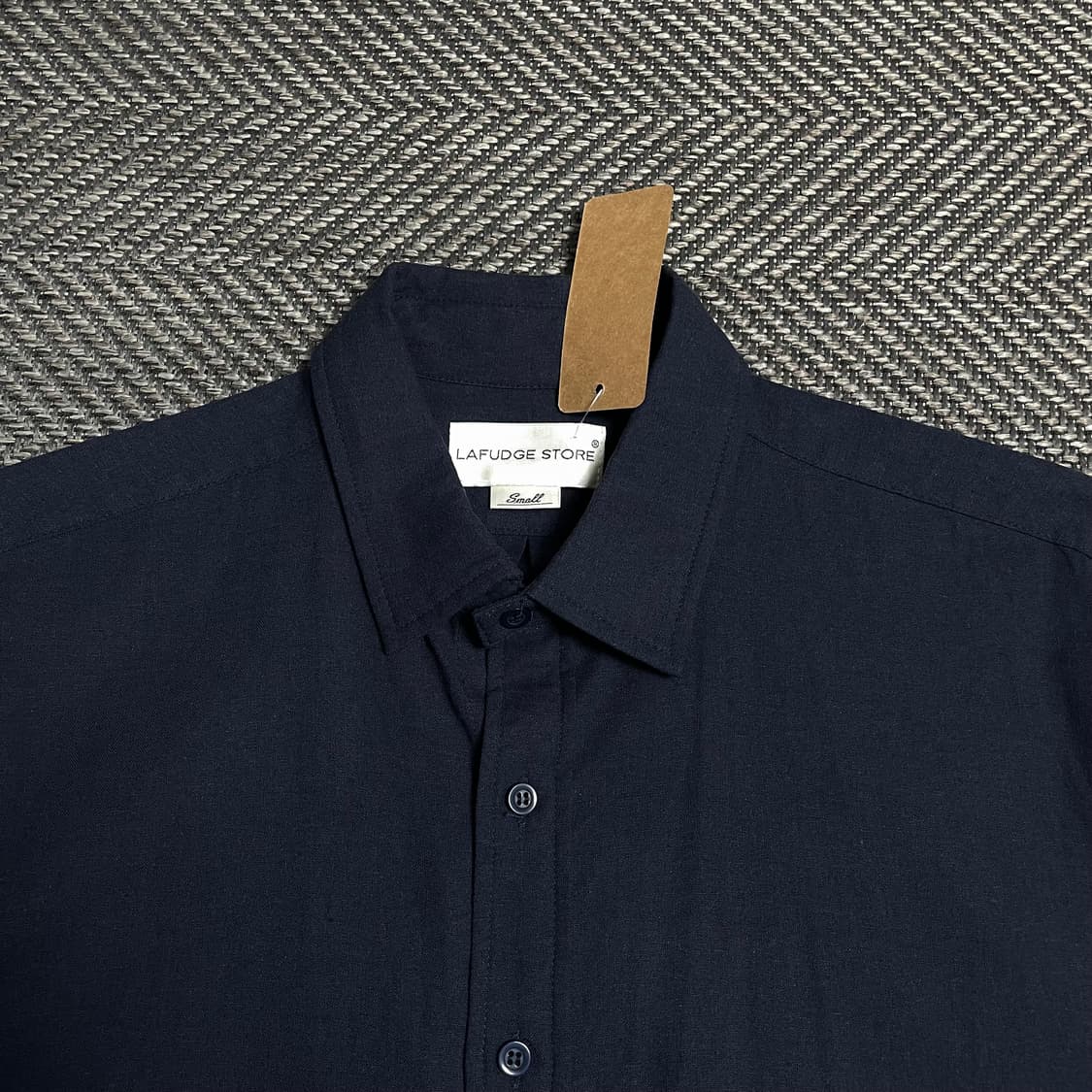 라퍼지 스토어 미니멀 박시핏 린넨 네이비 반팔 셔츠o 5173 상품이미지3