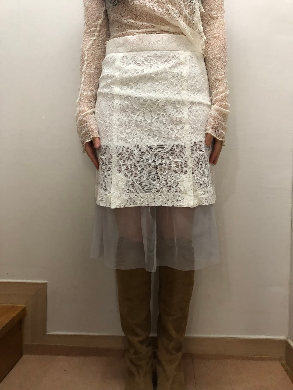빈티지 화이트 레이스 프릴 스커트 상품이미지1