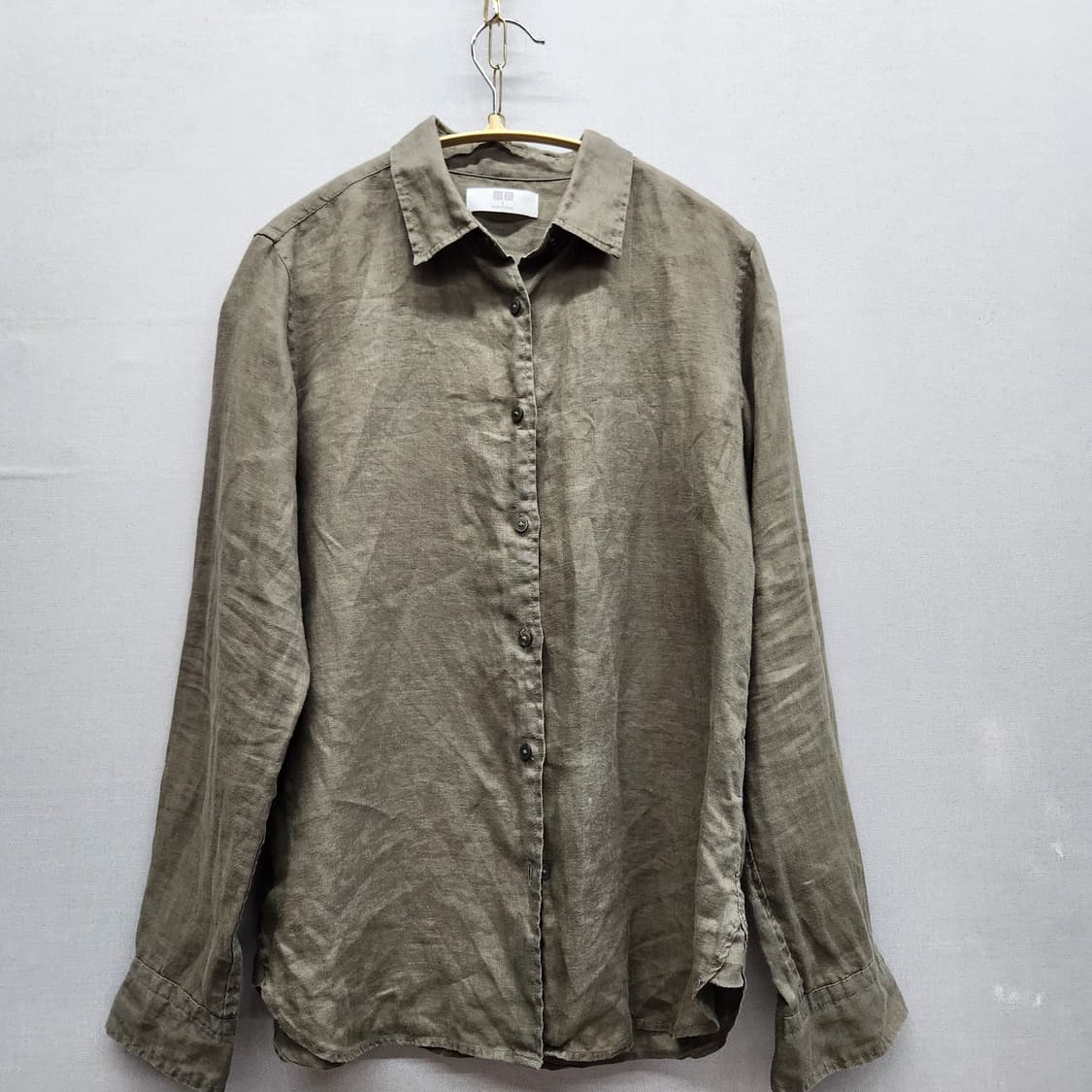 유니클로 올리브카키 린넨 셔츠 S(S) 상품이미지1